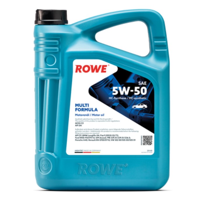 фото Масло моторное rowe 5/50 hightec multi formula c3,api snapi cf, синтетическое, 5 л