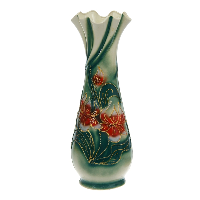 Ваза напольная "Вьюн" цветы, глазурь, синяя