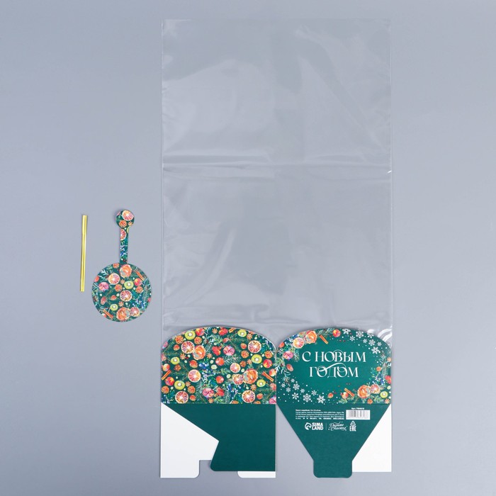 Пакет с коробкой «Новогодняя ботаника», 12 × 12 × 8 см