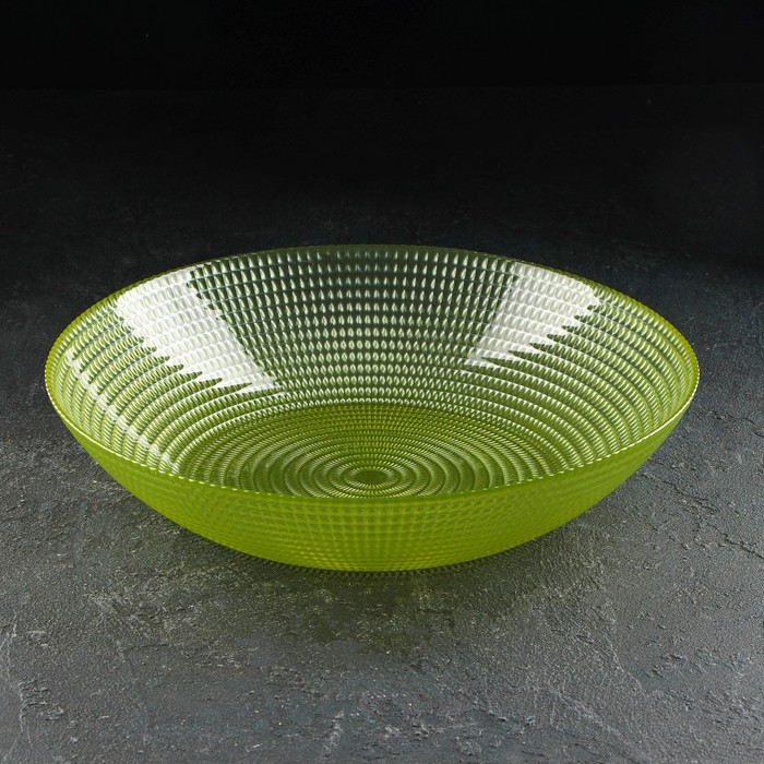 Салатник стеклянный Paella, 2,5 л, d=30 см, цвет зелёный салатник стеклянный аметист 2 3 л d 30 см цвет фиолетовый