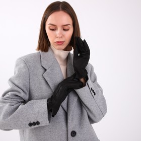 

Перчатки женские, размер 7, с подкладом, цвет чёрный