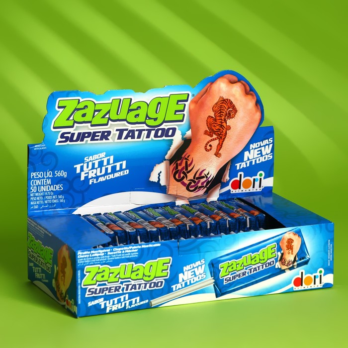 Конфета жевательная Зазуага тутти-фрутти, 11,2 г жевательная конфета на палочке зазуага супер тату кола
