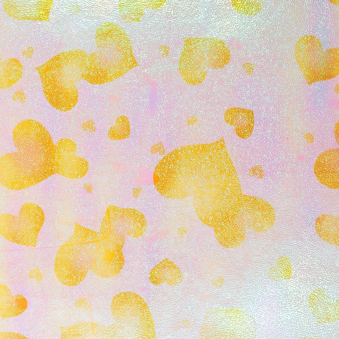 Бумага упаковочная перламутровая "Воздушные сердца", жёлтый, 50 х 70 см