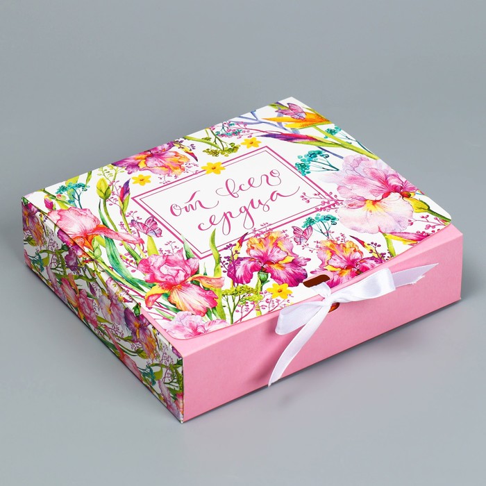 Коробка подарочная складная, упаковка, «От всего сердца», 20 х 18 х 5 см