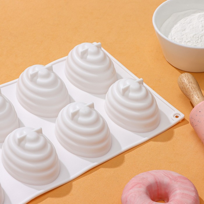 Форма для выпечки и муссовых десертов KONFINETTA «Джелли», 8 ячеек, 30×17,5×4 см, 7,4х5,3х4 см, цвет белый