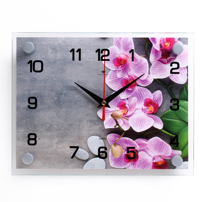 Часы настенные, интерьерные Орхидеи, бесшумные, 20 х 26 см