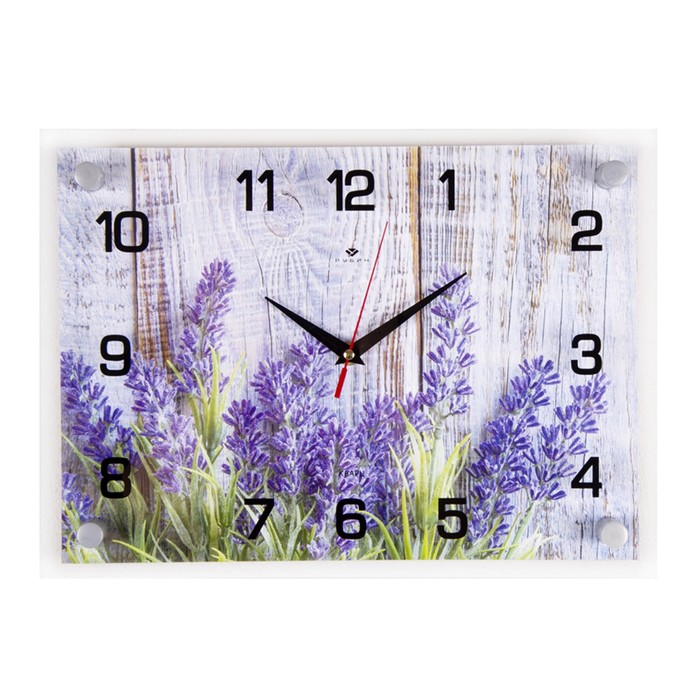 Часы настенные, интерьерные Фиолетовые цветы, бесшумные, 25 х 35 см