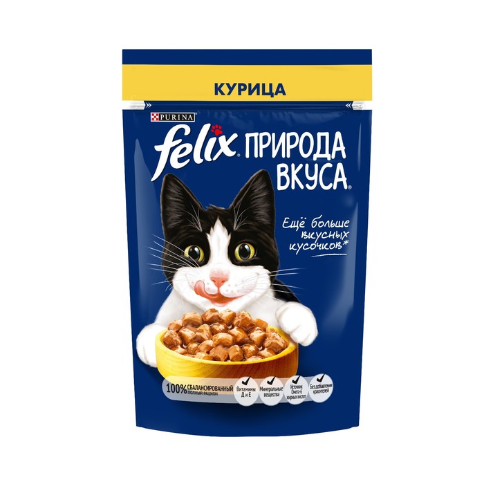 цена Влажный корм Felix Природа вкуса для кошек, курица, 75 г