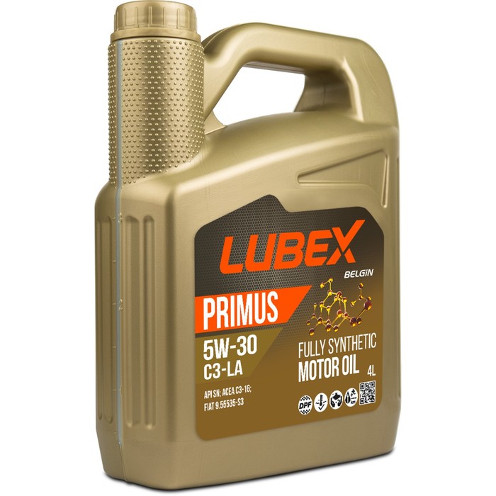 Моторное масло LUBEX PRIMUS C3-LA 5W-30 SN C3, синтетическое, 4 л моторное масло lubex primus ec 5w 30 sn синтетическое 5 л