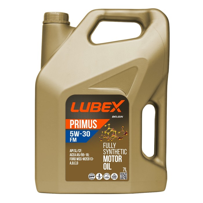 Моторное масло LUBEX PRIMUS FM 5W-30 CF/SL A5/B5, синтетическое, 7 л