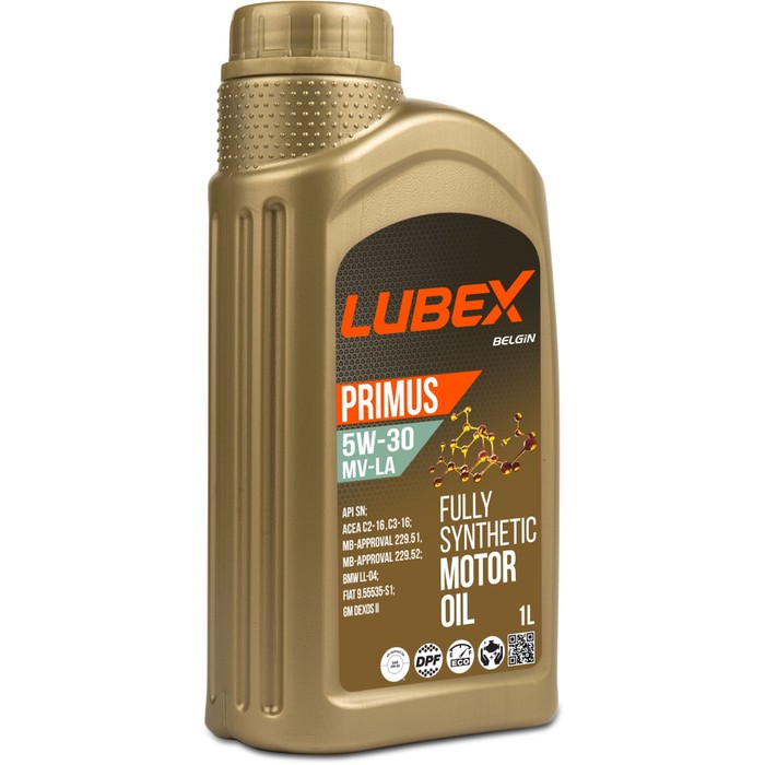 Моторное масло LUBEX PRIMUS MV-LA 5W-30 SN C2/C3, синтетическое, 1 л масло моторное lubex primus mv la 0w 30 синтетическое 5 л