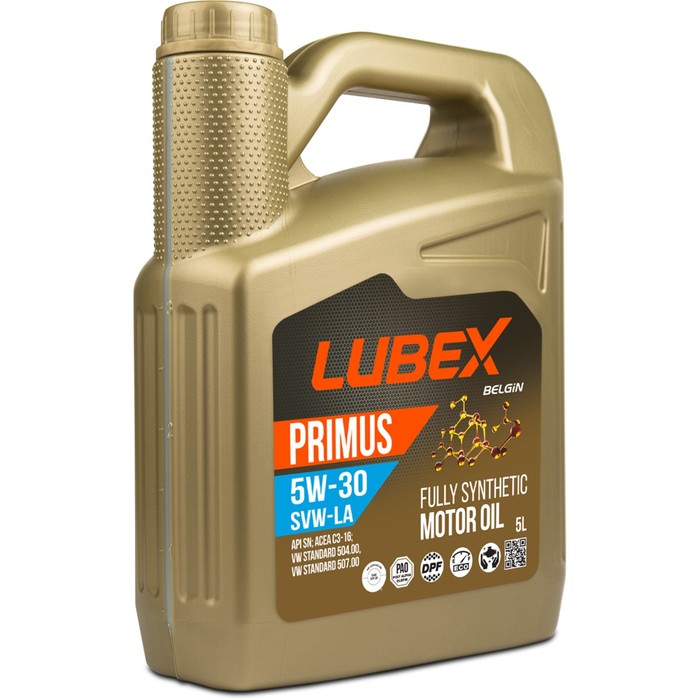 Моторное масло LUBEX PRIMUS SVW-LA 5W-30 SN C3, синтетическое, 5 л моторное масло lubex primus ec 5w 30 sn синтетическое 5 л