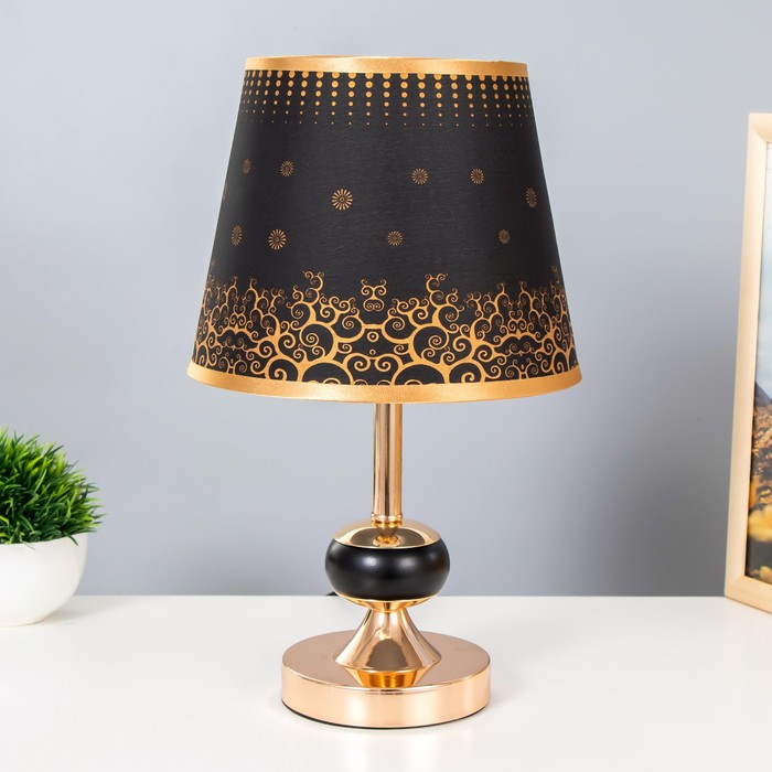 Настольная лампа с подсветкой Ариэль Е27 40Вт черно-золотой 21х21х34 см RISALUX