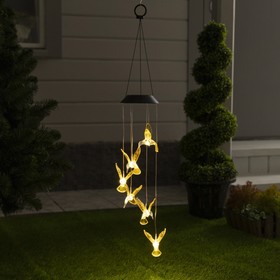 Садовый светильник на солнечной батарее «Колибри», 12.5 × 86 × 12.5 см, 6 LED, свечение тёплое белое
