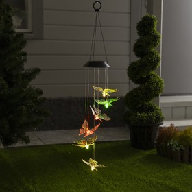Садовый светильник на солнечной батарее «Бабочки», 12.5 × 86 × 12.5 см, 6 LED, свечение мульти