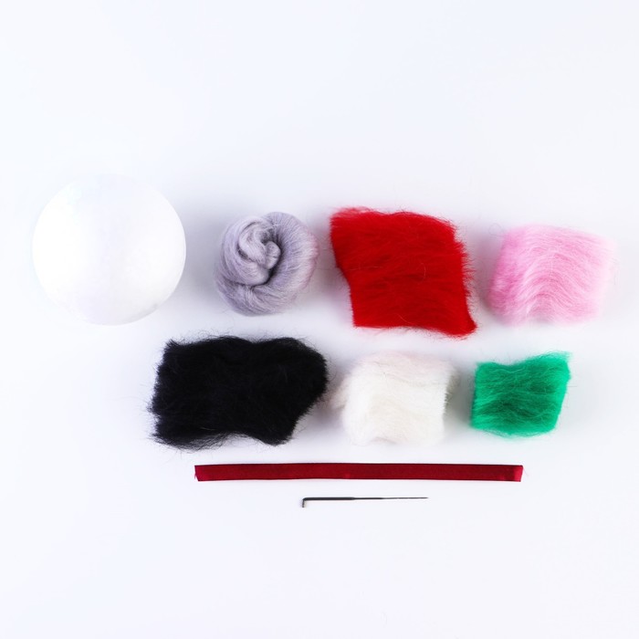 Набор для творчества: ёлочная игрушка из шерсти "Кот в шарфике"