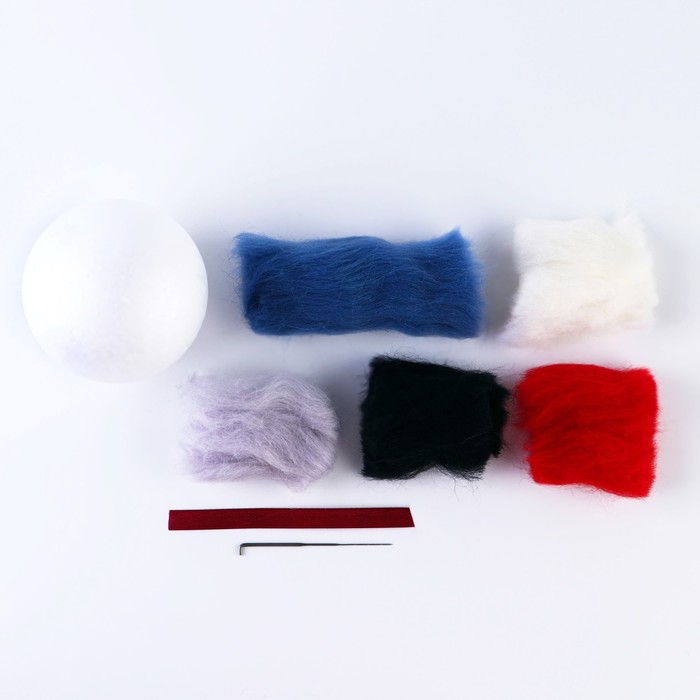 Набор для творчества: ёлочная игрушка из шерсти "Снегирь на ветке"