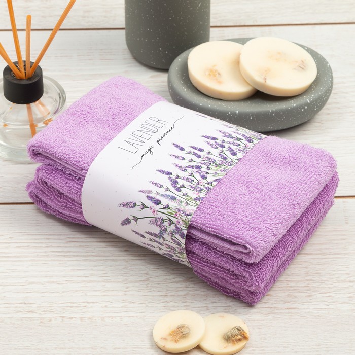 

Набор махровых полотенец Этель Lavender 30х30 см - 3 шт, 340 г/м2, 100% хл
