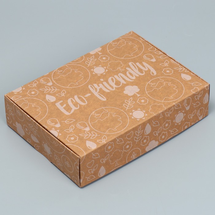 коробка складная крафтовая 21 х 15 х 5 см Коробка подарочная складная крафтовая, упаковка, «Eco-friendly», 21 х 15 х 5 см
