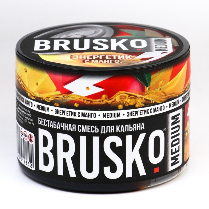 Бестабачная никотиновая смесь для кальяна Brusko Энергетик с манго, 50 г, medium