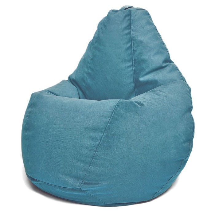 Кресло-мешок «Груша» Позитив Maserrati, размер L, диаметр 80 см, высота 100 см, велюр, цвет синий