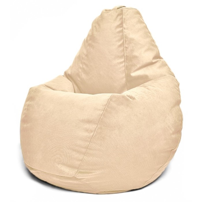 Кресло-мешок «Груша» Позитив Maserrati, размер XL, диаметр 95 см, высота 125 см, велюр, цвет бежевый