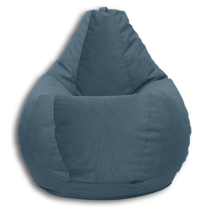Кресло-мешок «Груша» Позитив Liberty, размер M, диаметр 70 см, высота 90 см, велюр, цвет синий