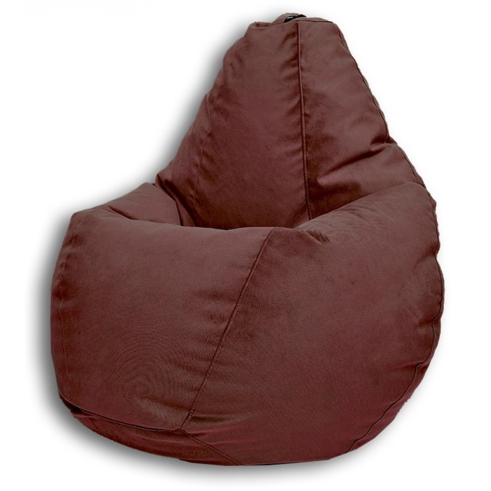 фото Кресло-мешок «груша» позитив lovely, размер m, диаметр 70 см, высота 90 см, велюр, цвет коричневый