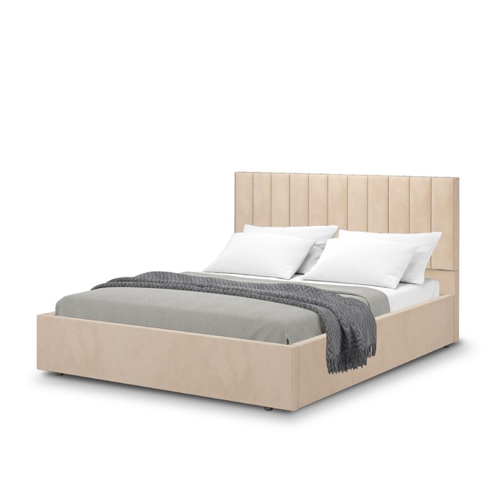 Кровать с подъёмным механизмом «Рица 1», 1600×2000 мм, велюр, цвет веллюкс крем кровать с подъёмным механизмом рица 1 1400×2000 мм велюр цвет веллюкс мокко