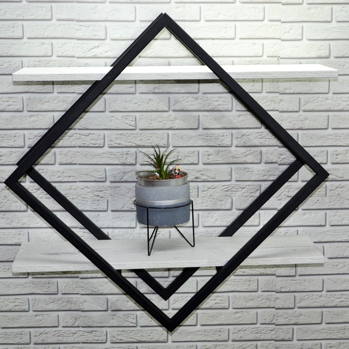 

Полка лофт Rum большая, 707х150х707, Дуб белый/Черный муар