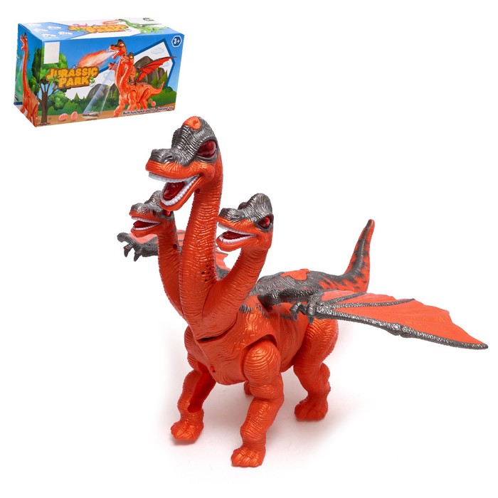 Динозавр Dragon, эффект дыма, откладывает яйца, с проектором, цвет оранжевый