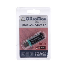 Флешка OltraMax 230, 8 Гб, USB2.0, чт до 15 Мб/с, зап до 8 Мб/с, чёрная