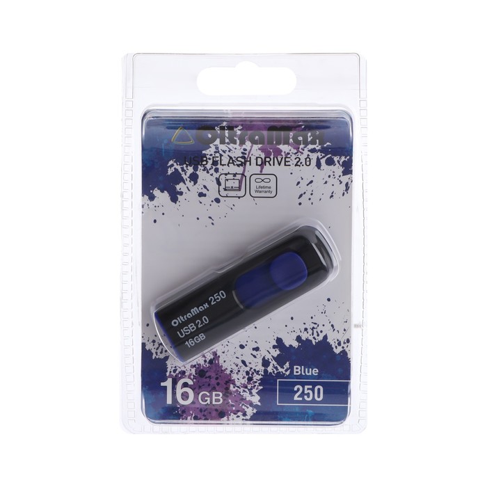 

Флешка OltraMax 250, 16 Гб, USB2.0, чт до 15 Мб/с, зап до 8 Мб/с, синяя