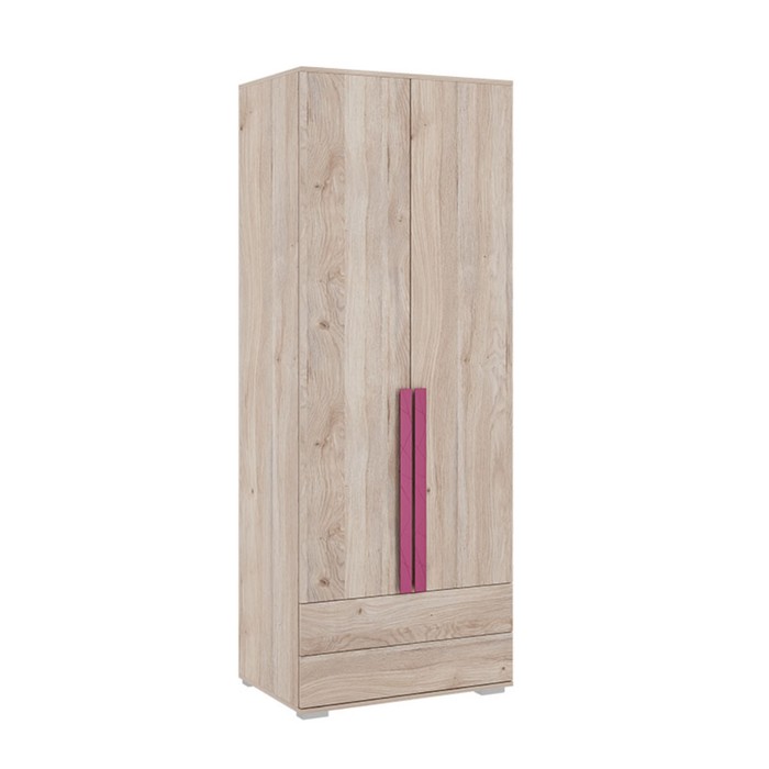 Шкаф двухдверный «Лайк 55.01», 800 × 550 × 2100 мм, цвет дуб мария / фуксия шкаф двухдверный лайк 55 01 800 × 550 × 2100 мм цвет дуб мария галька