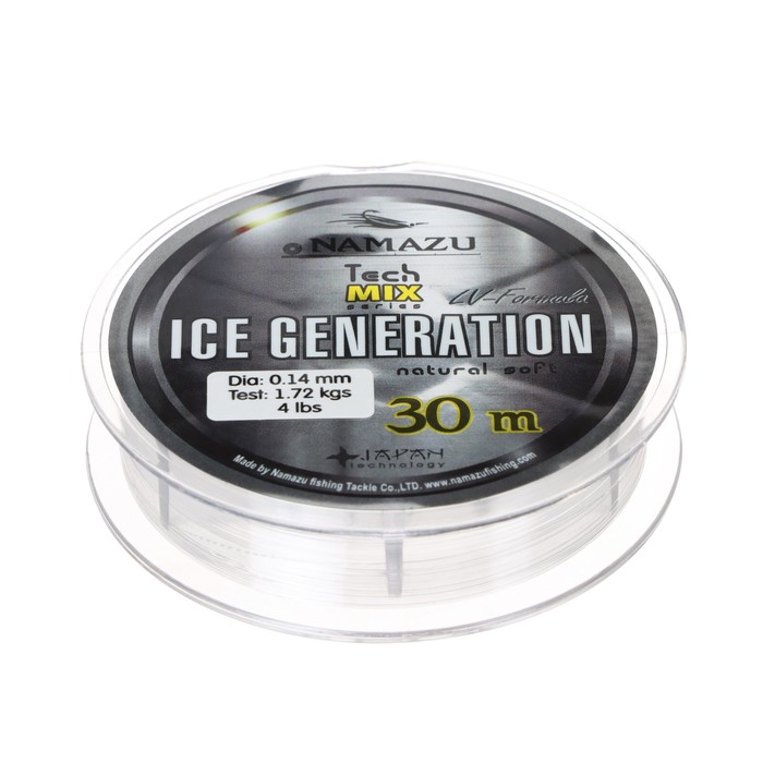 Леска Namazu Ice Generation, L-30 м, d-0.14 мм, test-1.72 кг, прозрачная