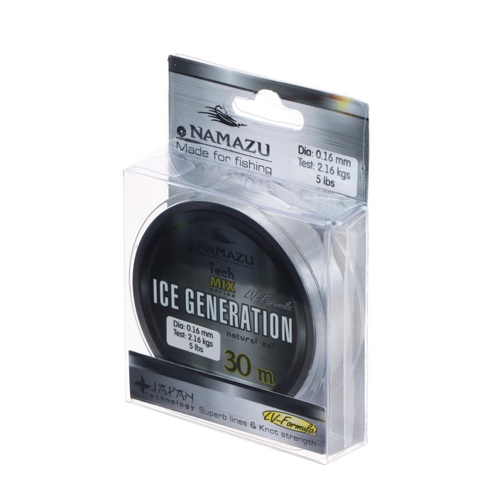 Леска Namazu Ice Generation, диаметр 0.16 мм, тест 2.16 кг, 30 м, прозрачная