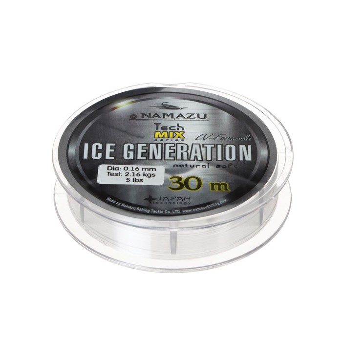 фото Леска namazu ice generation, диаметр 0.16 мм, тест 2.16 кг, 30 м, прозрачная