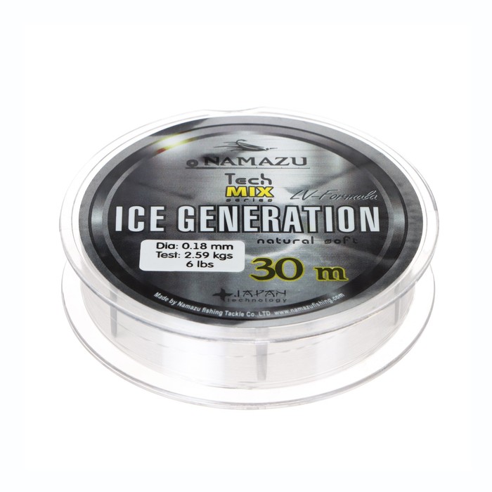 фото Леска namazu ice generation, диаметр 0.18 мм, тест 2.59 кг, 30 м, прозрачная