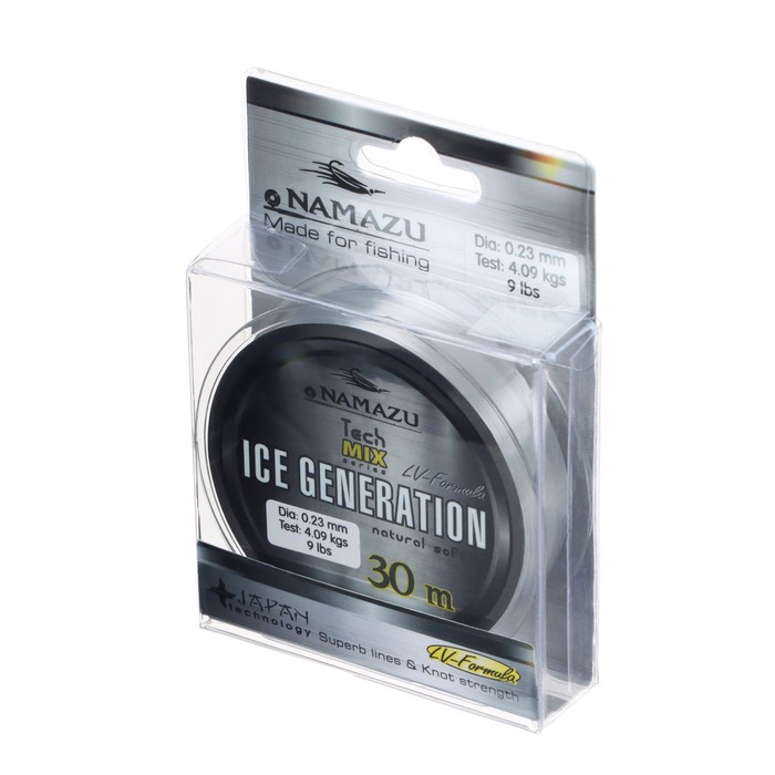 Леска Namazu Ice Generation, диаметр 0.23 мм, тест 4.09 кг, 30 м, прозрачная