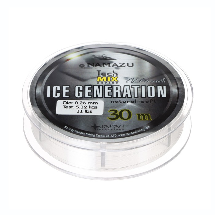 фото Леска namazu ice generation, диаметр 0.26 мм, тест 5.12 кг, 30 м, прозрачная