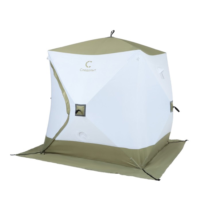 Палатка зимняя куб СЛЕДОПЫТ Premium, 1.8 х 1.8 м, 3-х местная, 3 слоя, цвет белый/олива палатка зимняя куб следопыт эконом 3 х местн 3 слоя