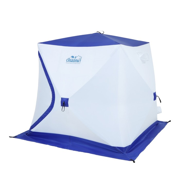Палатка зимняя куб СЛЕДОПЫТ, 3-х местная, 3 слоя, цвет бело-синий палатка зимняя куб следопыт 2 1 х 2 1 м 4 местная ткань оксфорд цвет бело синий