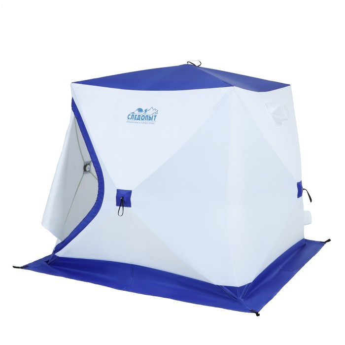 фото Палатка зимняя куб "следопыт", 3-х местная, 3 слоя, цвет бело-синий