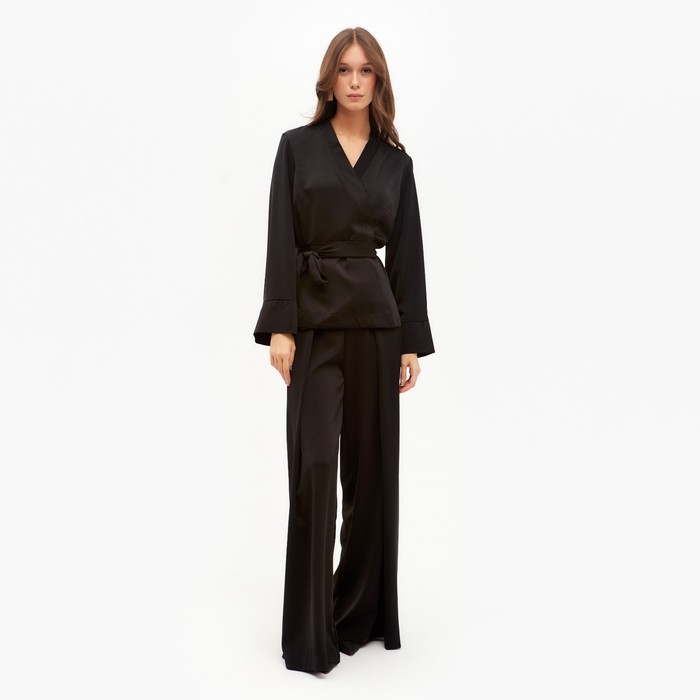 Костюм женский (жакет, брюки) MINAKU: Silk pleasure цвет чёрный, размер 46