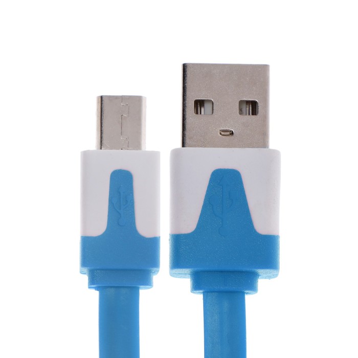 фото Кабель oxion dcc328, microusb - usb, зарядка + передача данных, 1 м, плоский, синий