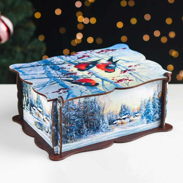 

Шкатулка большая новогодняя "Снегири", микс, 20х15х8,5 см