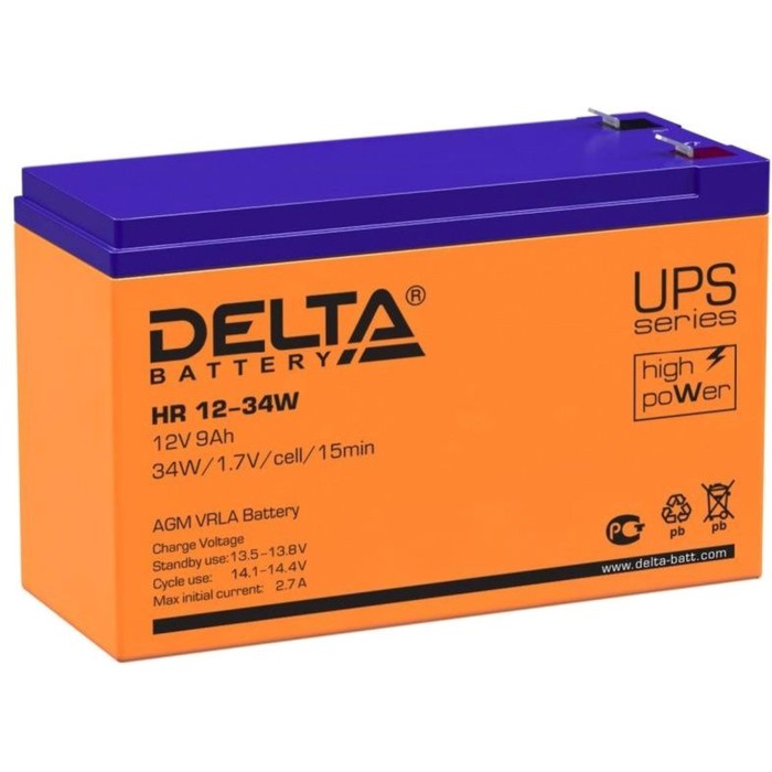 цена Батарея для ИБП Delta HR 12-34 W, 12 В, 9 Ач