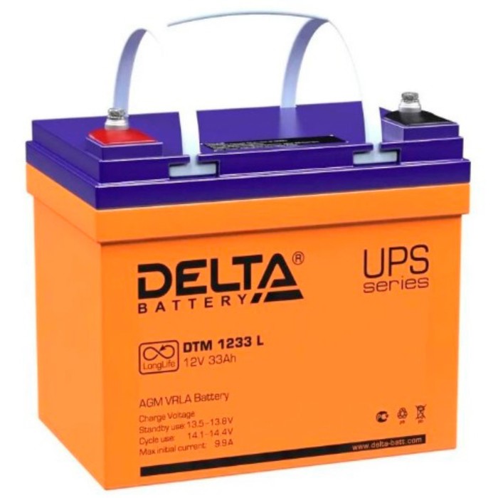 Батарея для ИБП Delta DTM 1233 L, 12 В, 33 Ач батарея для ибп delta dtm 12200 l 12 в 200 ач