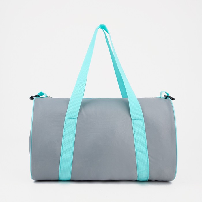 фото Сумка спортивная на молнии, длинный ремень, цвет серый/бирюзовый luris