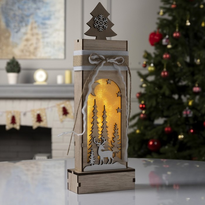 

Светодиодная фигура «Фонарь с оленем» 12.5 × 34 × 5.5 см, дерево, батарейки АААх2 (не в комплекте), свечение тёплое белое